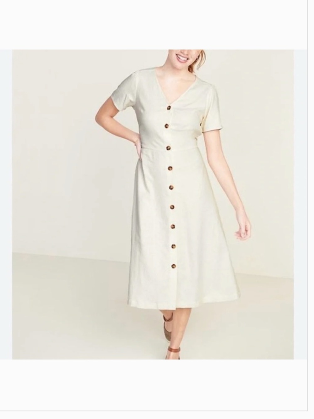 Old Navy Linen Button Down A line Dress
